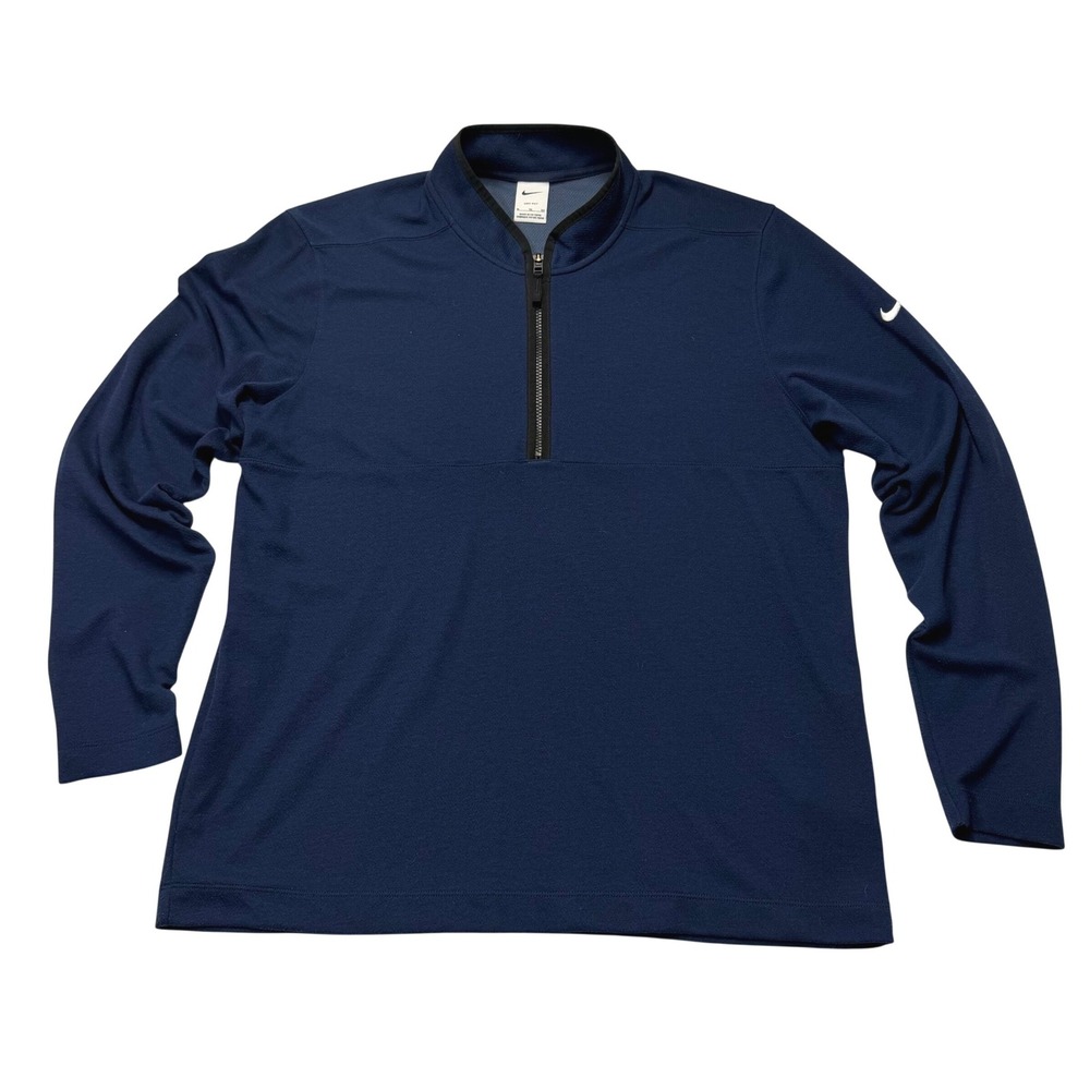 Nike Dri-FIT Mens XL Navy Blue Quarter Zip Pullover Golf Training Top Activewear